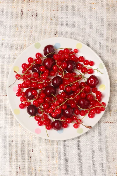 Mixed red berries in bowl — Stock Photo, Image