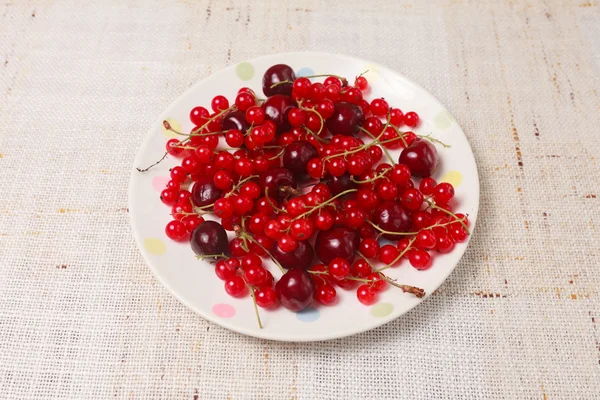Rote Beeren in Schüssel gemischt — Stockfoto