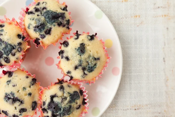 Homemade blueberry muffins in paper cupcake holder — Stock Photo, Image