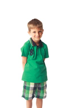 Beyaz izole küçük boy gülümseyerek