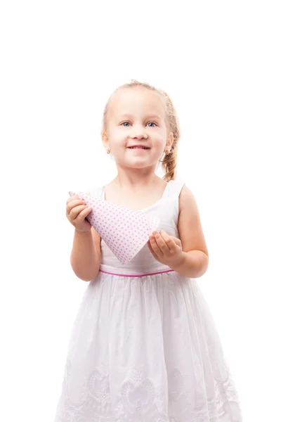 Cute little girl with party hat isolated — Stock Photo, Image