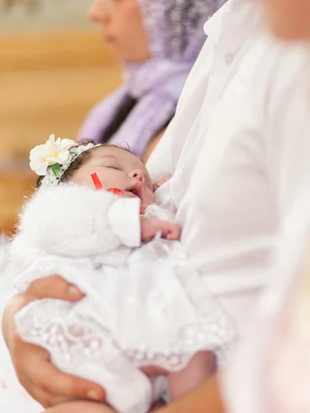 Ceremony of child christening in church — Stock Photo, Image