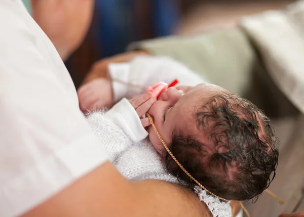 Ceremony of child christening in church — Stock Photo, Image