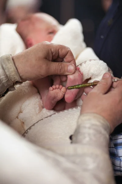 Ceremony of child christening in church — Stock Photo, Image