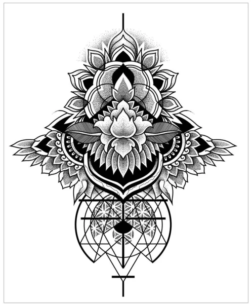 Геометричний Зразок Флори Мандала Татуювання — стоковий вектор