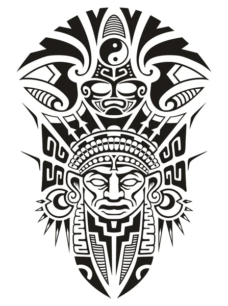 Antigua ilustración vectorial de máscara tribal — Archivo Imágenes Vectoriales