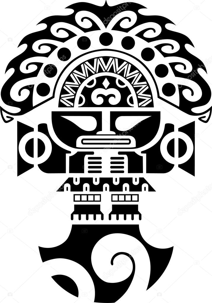 Tribal Ceremonial Knife Inca Culture Illustration