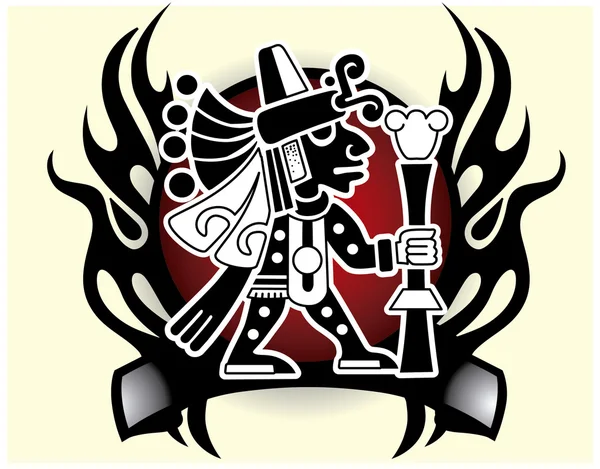 Dieu aztèque du commerce et des voyageurs Tribal dieu masque vectoriel illustration — Image vectorielle