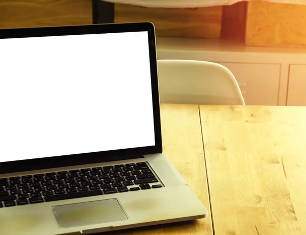 Workspace Modern Laptop Wood Table — Stock Photo, Image