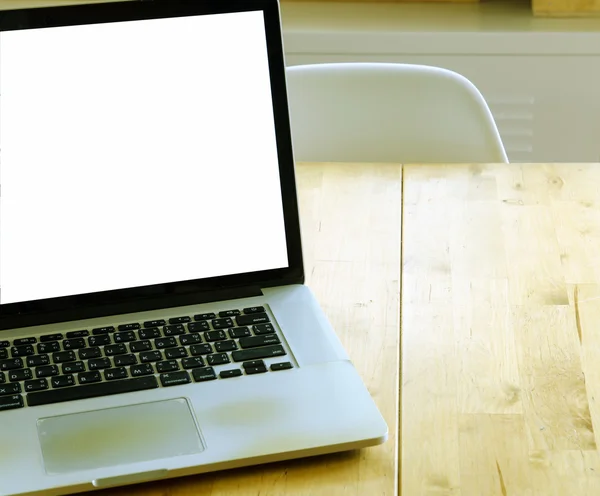 Workspace Modern Laptop Wood Table — Stock Photo, Image