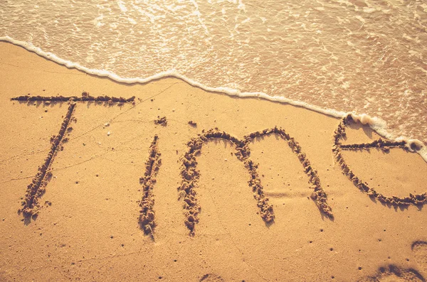 Time Word Écrit Sur Plage Sable Ton Vintage Images De Stock Libres De Droits