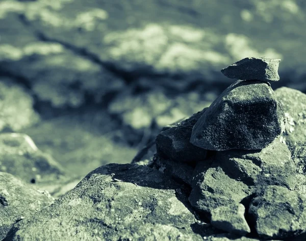 Zen stone on rock field with filter — Stock Photo, Image