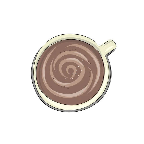 Drinks Cups Coffee Tea Mugs Aromatic Cappuccino Americano Milk Drawings — Stock Vector