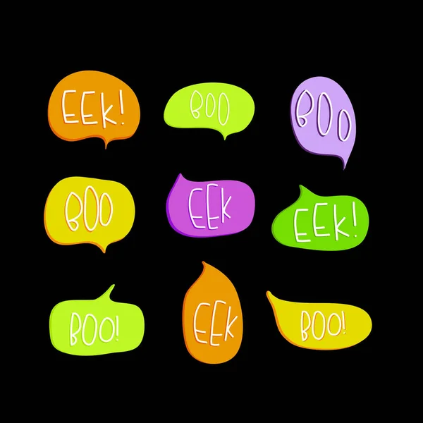 Set Speech Bubbles Words Boo Eek Halloween Decoration Vector Illustration — Stock Vector