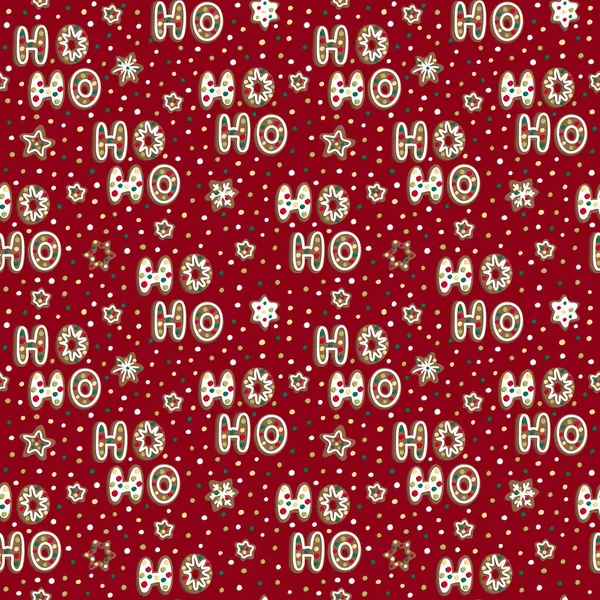 Fondo Vector Navidad Patrón Invierno Sin Costuras Letras Jengibre Estrellas — Vector de stock