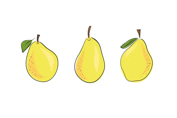 Handritade Skiss Stil Frukt Set Bio Mat Vektor Illustration Samling — Stock vektor