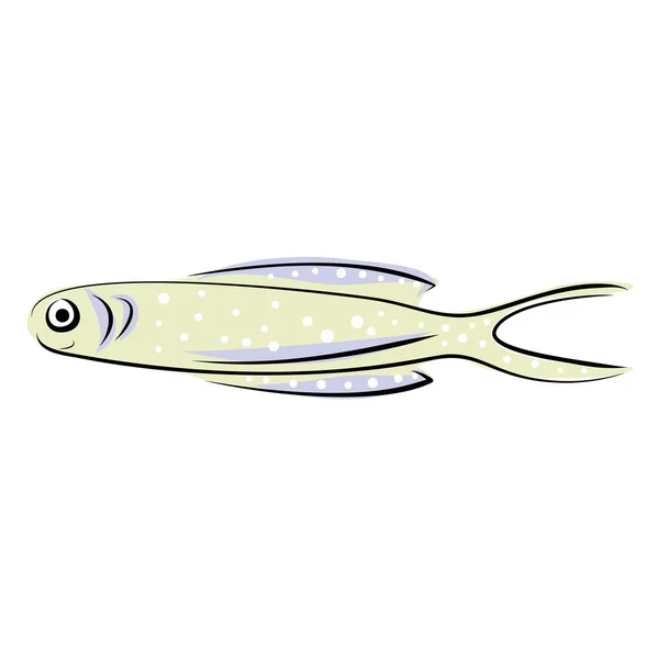 손으로 그린 물고기와 파스텔 빛깔의 해 양 생물 스티커 — 스톡 벡터