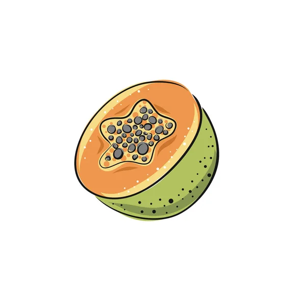Papaye Ensemble Papaye Dessinée Main Aliments Biologiques Frais Illustration Vectorielle — Image vectorielle