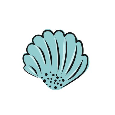 El yapımı deniz kabuğu. Vektör sanat illüstrasyonu. Çizim ve karalama grafik kolleksiyonu