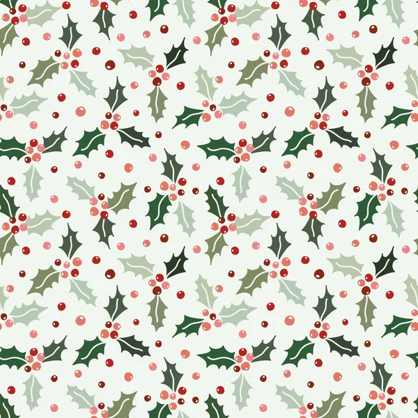 Nahtlose Muster Hintergrund Mit Stechpalmen Beeren Weihnachten Feiern Vektorillustration Traditionelle — Stockvektor