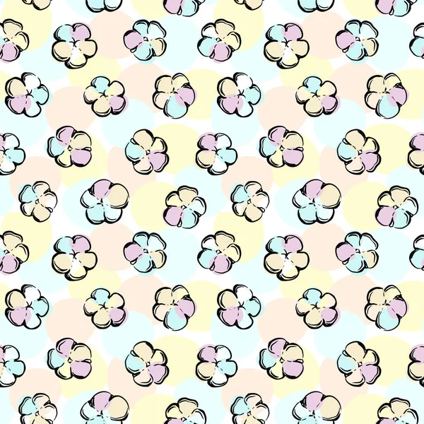Motif Coton Sans Couture Avec Des Fleurs Des Fruits Sur — Image vectorielle