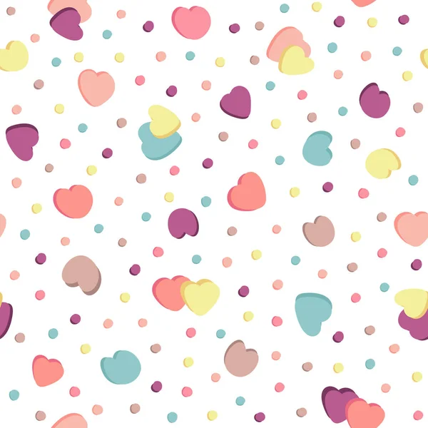 Seamless pattern love heart background in beautiful pastel colors. Cute and funny, suitable for baby announcement, Valentine Day, Mother Day, Easter, wedding, scrapbook, gift wrapping paper, textiles. — Stock Vector