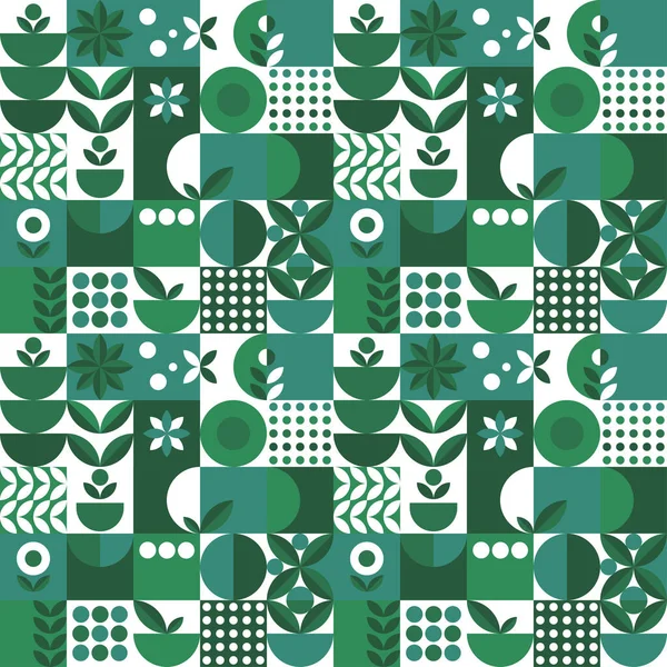 Geometría Patrón Microverde Estilo Abstracto Sobre Fondo Verde Plantilla Diseño — Archivo Imágenes Vectoriales