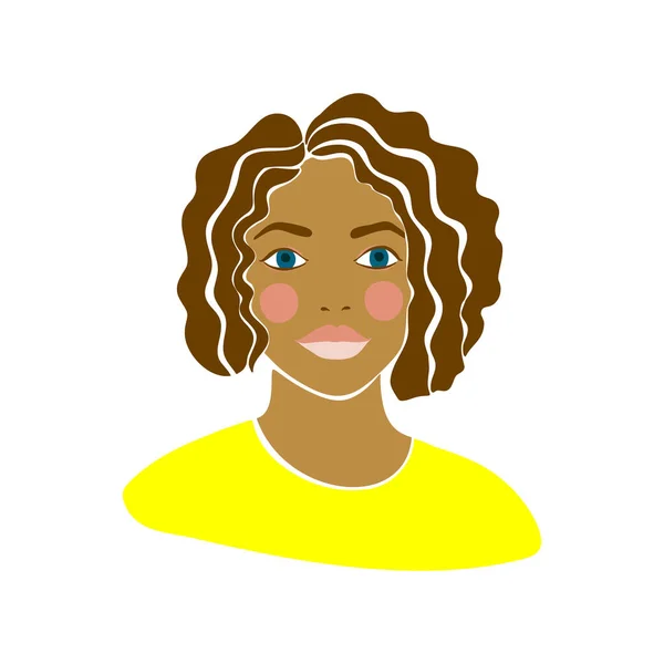 Amerikanische Teenager Schwarze Person Mädchen Schöne Frauen Gesicht Vektor Illustration — Stockvektor