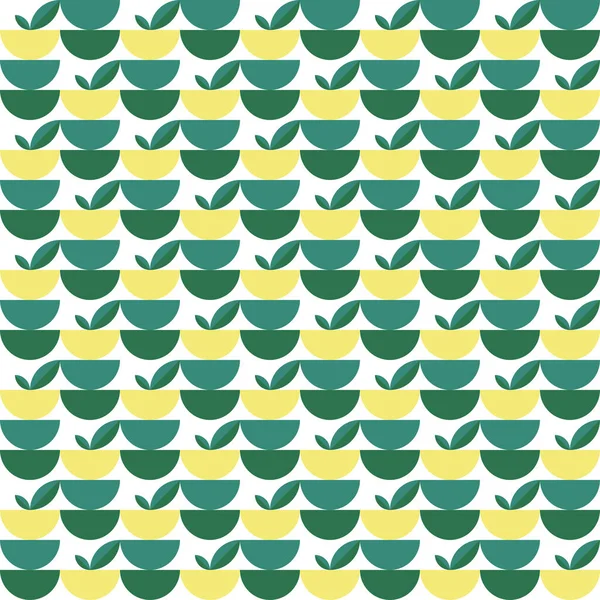 Patrón de macetas de geometría verde en estilo vintage sobre fondo colorido. Ilustración floral. Diseño de textur vectorial sin costuras. — Archivo Imágenes Vectoriales