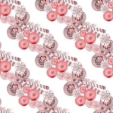 Soyut yuvarlak elementlerle, kusursuz, yaratıcı suluboya desen. Çağdaş sanat. Herhangi bir tasarım için renkli doku. 