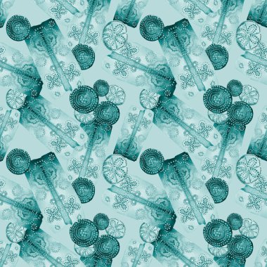 Soyut yuvarlak elementlerle, kusursuz, yaratıcı suluboya desen. Çağdaş sanat. Herhangi bir tasarım için tek renkli doku. 