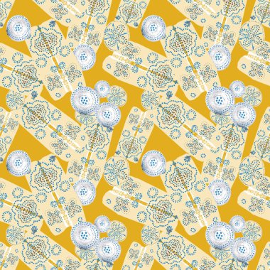 Soyut yuvarlak elementlerle, kusursuz, yaratıcı suluboya desen. Çağdaş sanat. Her türlü tasarım için altın doku. 