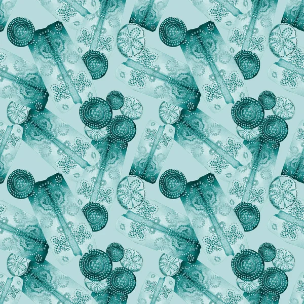 Soyut yuvarlak elementlerle, kusursuz, yaratıcı suluboya desen. Çağdaş sanat. Herhangi bir tasarım için tek renkli doku. 