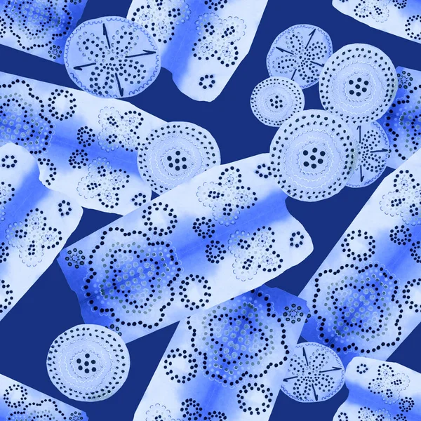 Soyut yuvarlak elementlerle, kusursuz, yaratıcı suluboya desen. Çağdaş sanat. Herhangi bir tasarım için tek renkli doku. 