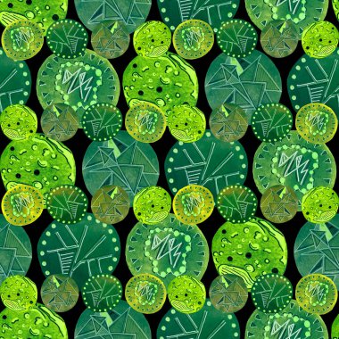 Siyah üzerine soyut yuvarlak elementlerle, yaratıcı suluboya desenler. Çağdaş sanat. Herhangi bir tasarım için renkli doku. 