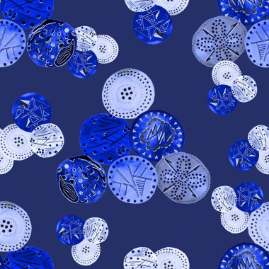 Soyut yuvarlak elementlerle, kusursuz, yaratıcı suluboya desen. Çağdaş sanat. Herhangi bir tasarım için renkli doku. 