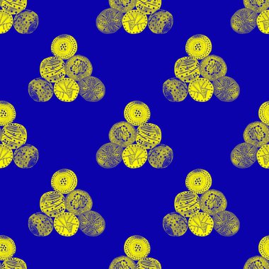 Soyut yuvarlak elementlerle, kusursuz, yaratıcı suluboya desen. Çağdaş sanat. Her türlü tasarım için altın doku. 