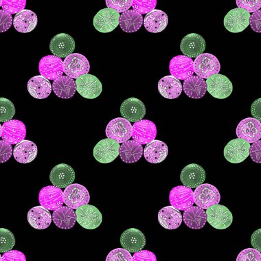 Siyah üzerine soyut yuvarlak elementlerle, yaratıcı suluboya desenler. Çağdaş sanat. Herhangi bir tasarım için renkli doku. 