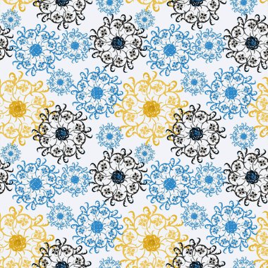 Soyut yuvarlak elementlerle, kusursuz, yaratıcı suluboya desen. Çağdaş sanat. Herhangi bir tasarım için renkli doku. 