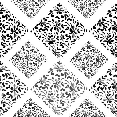 Güzel, parlak soyut elementlerle, yaratıcı, kusursuz bir desen. Her türlü tasarım için siyah beyaz dokular. Suluboya soyut arkaplan. Çağdaş sanat. Moda modern tarzı.