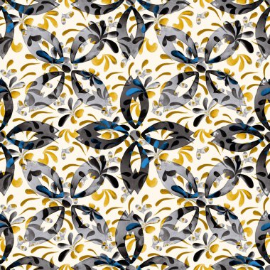 Güzel, parlak soyut elementlerle, yaratıcı, kusursuz bir desen. Her türlü tasarım için altın dokular. Suluboya soyut arkaplan. Çağdaş sanat. Moda modern tarzı.