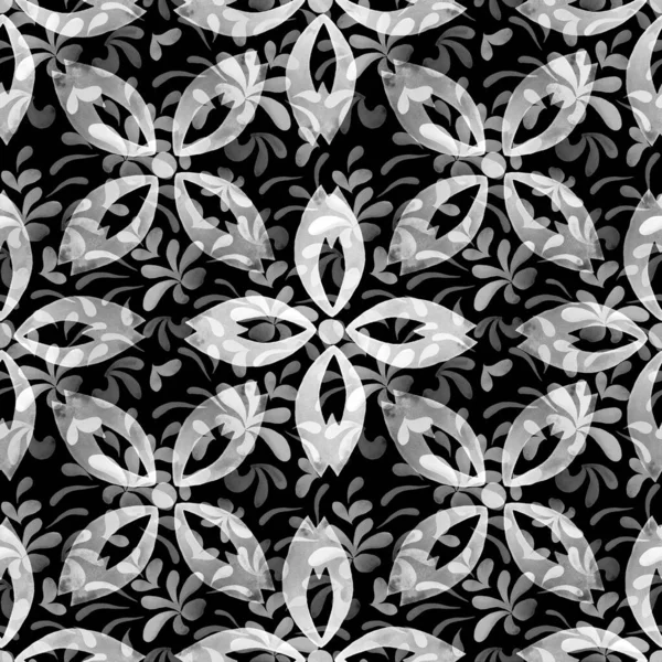 Tvůrčí Bezešvý Vzor Krásnými Jasnými Abstraktními Prvky Černá Bílá Textura — Stock fotografie