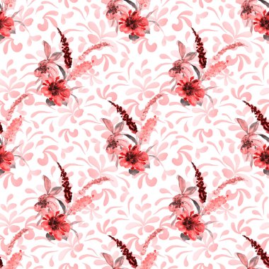 Suluboya desenli, elle çizilmiş çiçekler. Herhangi bir amaç için parlak bahar ya da yaz baskısı. Dekoratif çiçek deseni. Renkli doğa arkaplanı.