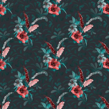 Suluboya desenli, elle çizilmiş çiçekler. Herhangi bir amaç için parlak bahar ya da yaz baskısı. Dekoratif çiçek deseni. Renkli doğa arkaplanı.