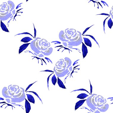 Dekorasyon için gül çiçekleri olan klasik suluboya desenli. Tek renkli bahar ya da yaz moda baskısı. Klasik düğün dekoru.