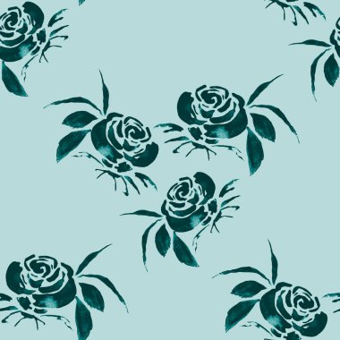 Dekorasyon için gül çiçekleri olan klasik suluboya desenli. Tek renkli bahar ya da yaz moda baskısı. Klasik düğün dekoru.