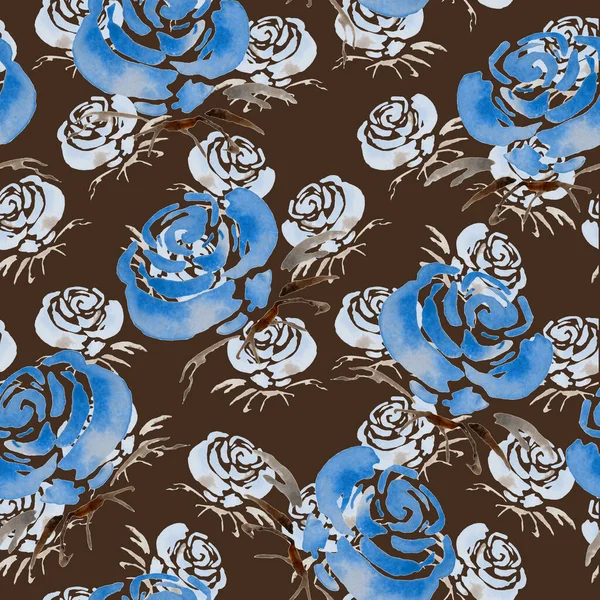 Dekorasyon için gül çiçekleri olan klasik suluboya desenli. Parlak bahar ya da yaz moda baskısı. Klasik düğün dekoru.