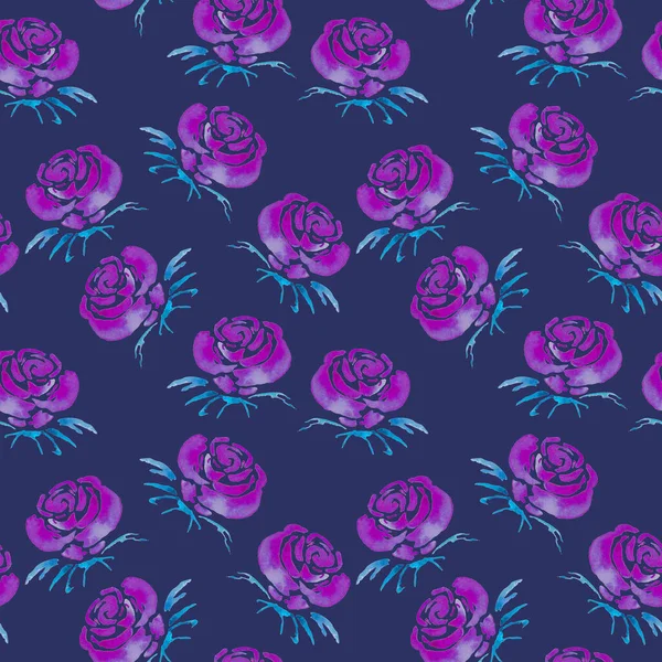 Patrón Sin Costuras Acuarela Vintage Con Flores Rosa Para Diseño —  Fotos de Stock