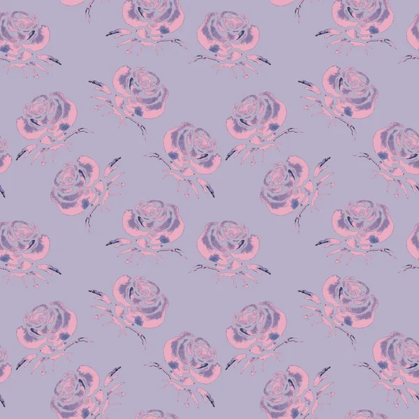 Vintage watercolor seamless pattern with rose flowers for decoration design. Monochrome spring or summer fashion print. Vintage wedding decor.