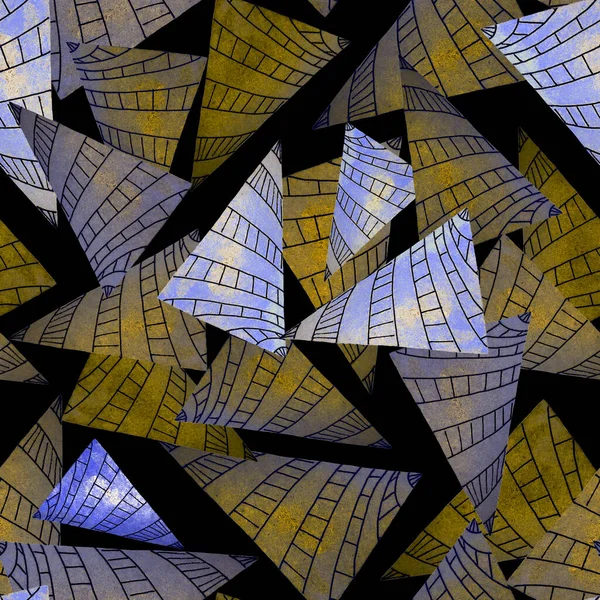 Acquerello Modello Senza Soluzione Continuità Con Forme Geometriche Astratte Triangoli — Foto Stock